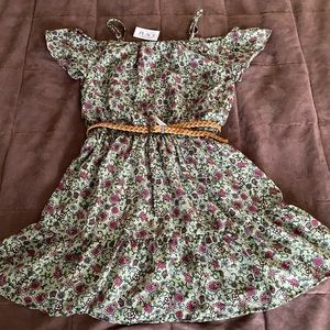 CHILDREN’S PLACE - NWT - green/pink floral, belted spring/summer dress - XL {14}